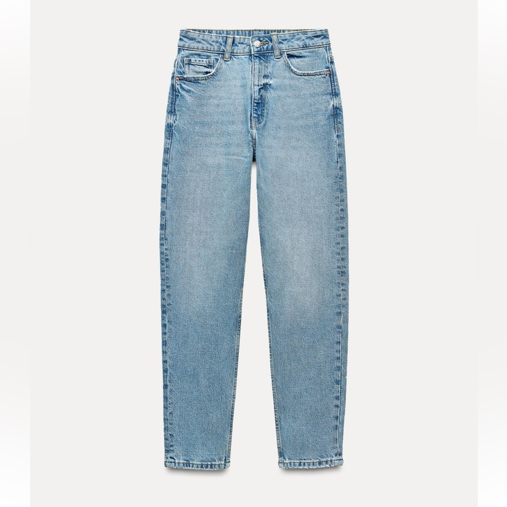 Zara Z1975 mom fit high rise slim jeans mid-blue 7223/022